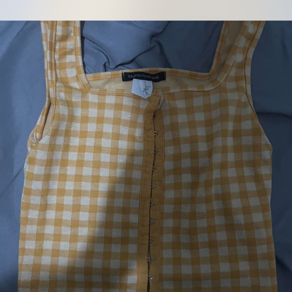 Caution To The Wind Yellow Checkered Top